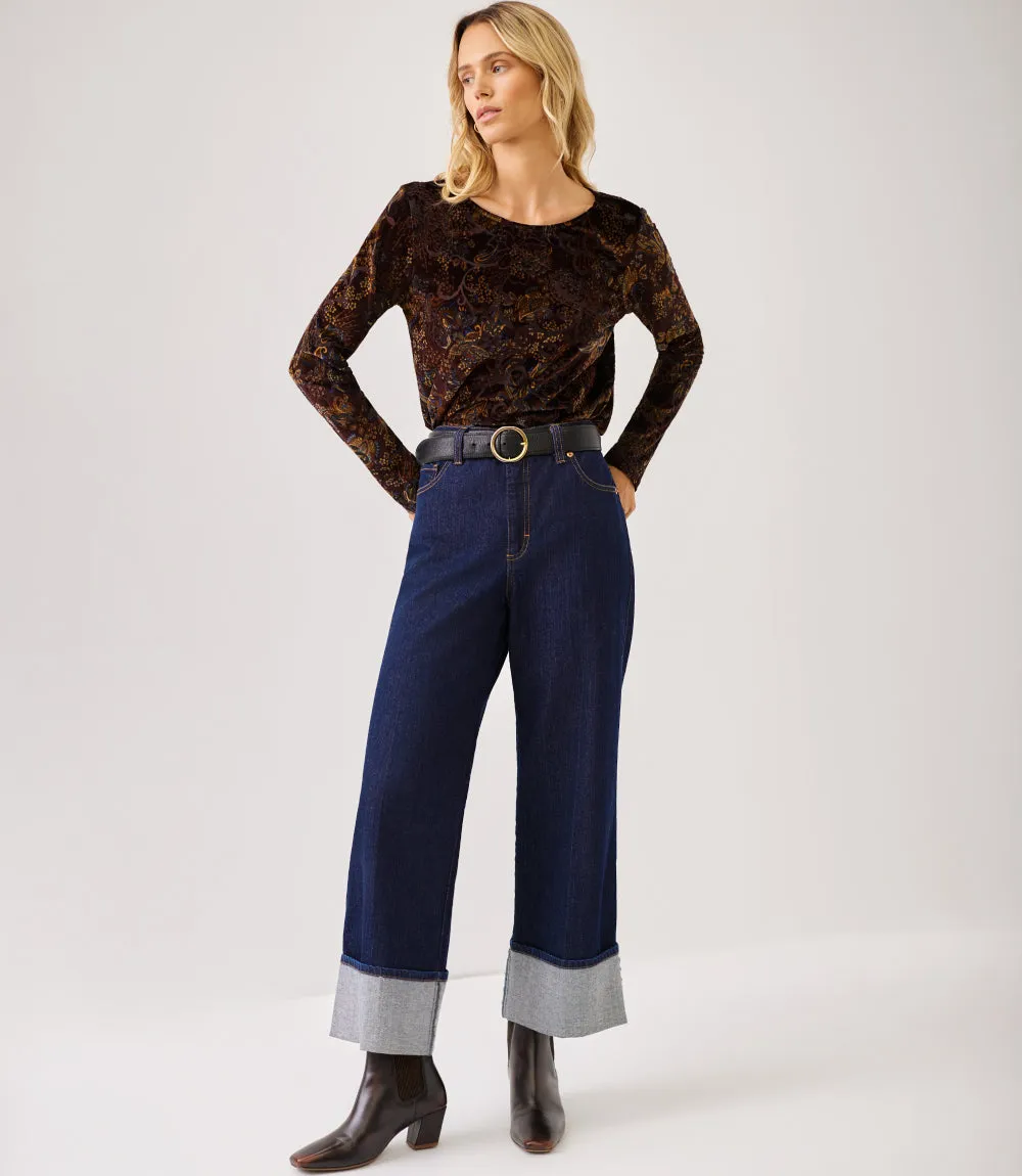 Petite Size Long Sleeve Velvet Burnout Shirttail Top sold by Karen Kane product image thumbnail 3