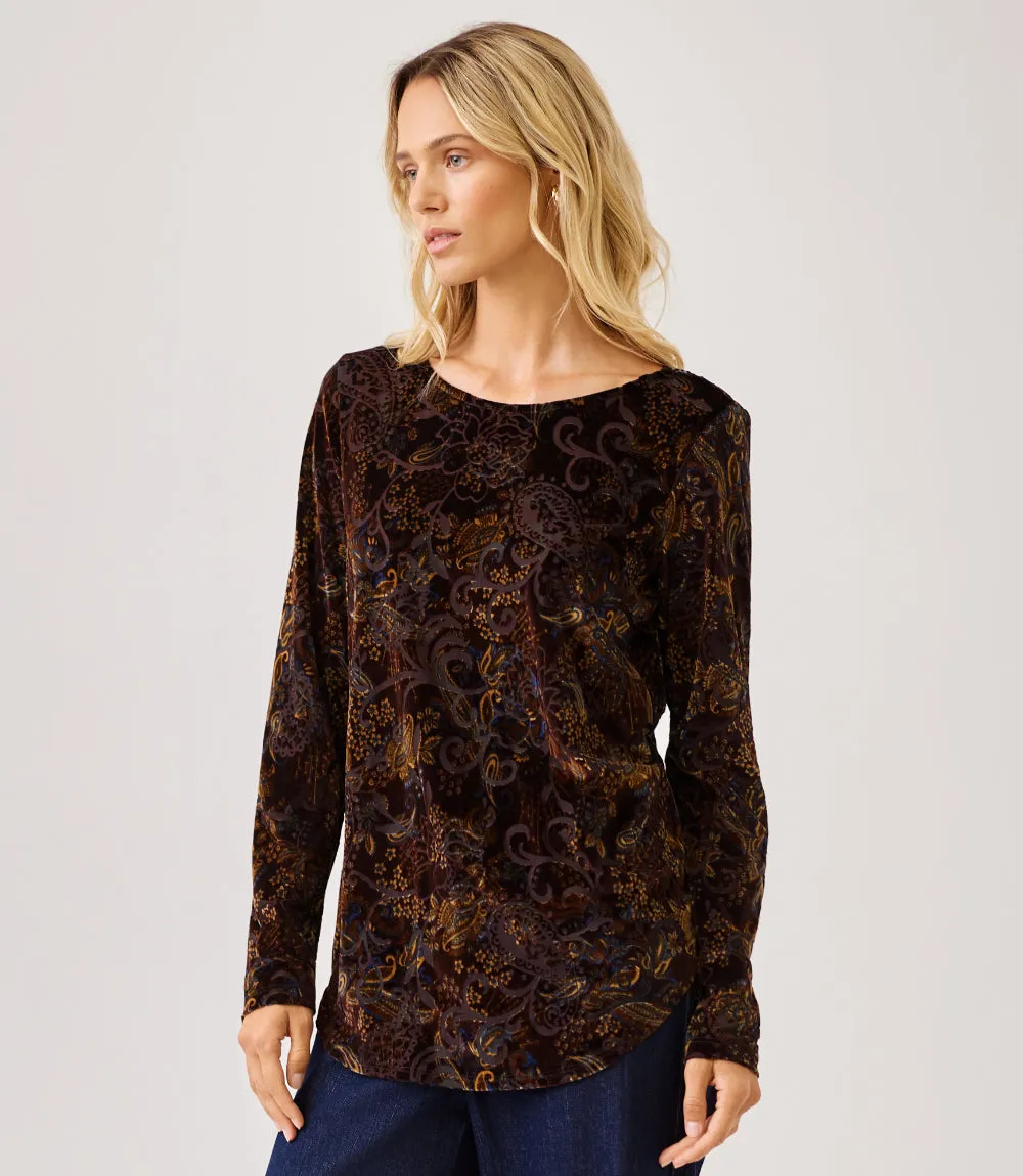 Petite Size Long Sleeve Velvet Burnout Shirttail Top sold by Karen Kane product image thumbnail 5