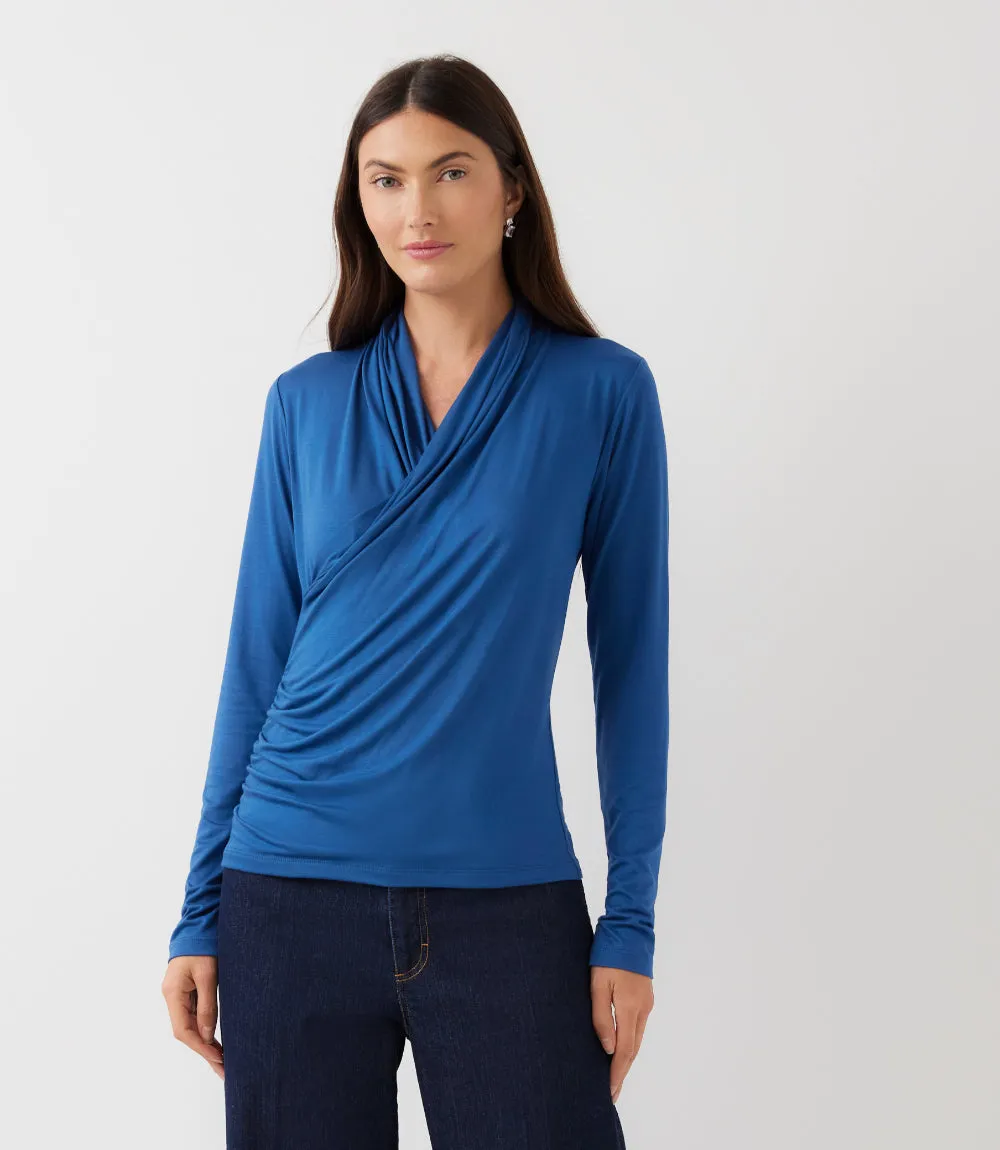 Long Sleeve Crossover Side-Shirred Top sold by Karen Kane product image thumbnail 5