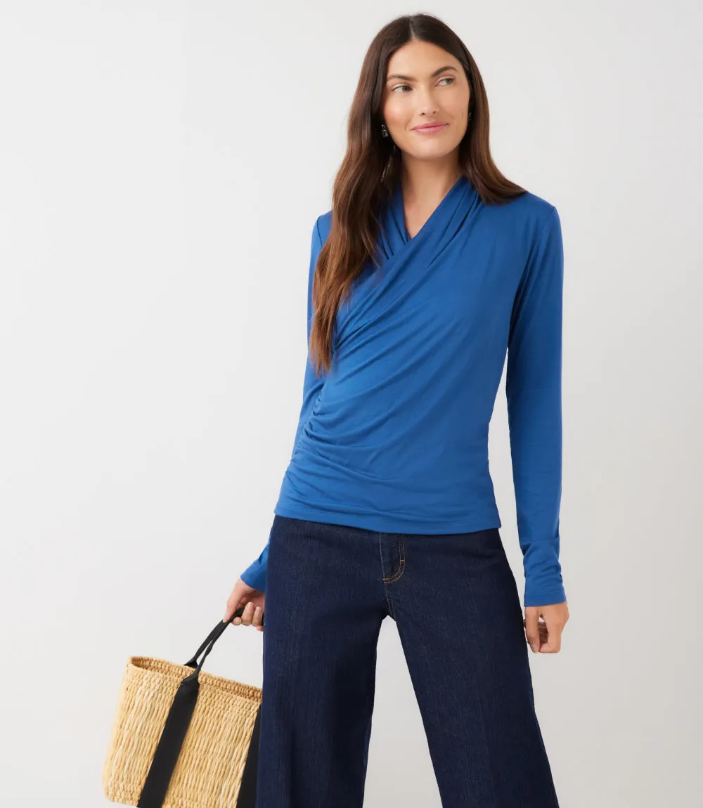 Long Sleeve Crossover Side-Shirred Top sold by Karen Kane product image thumbnail 4