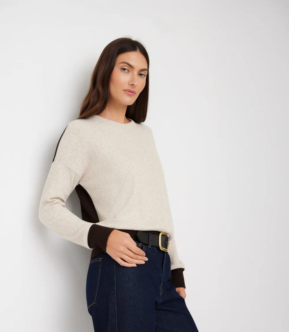 Ribbed Long Sleeve Colorblock Crewneck Top sold by Karen Kane product image thumbnail 2
