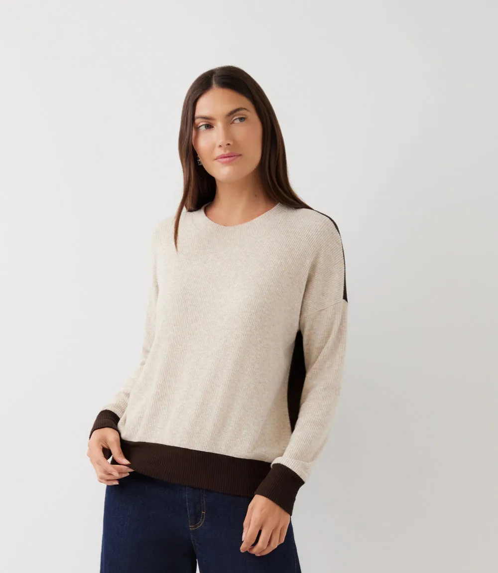 Ribbed Long Sleeve Colorblock Crewneck Top sold by Karen Kane product image thumbnail 4