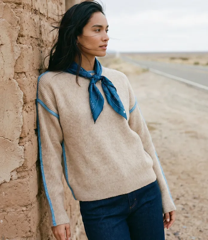Petite Size Colorblock Crewneck Sweater made by Karen Kane