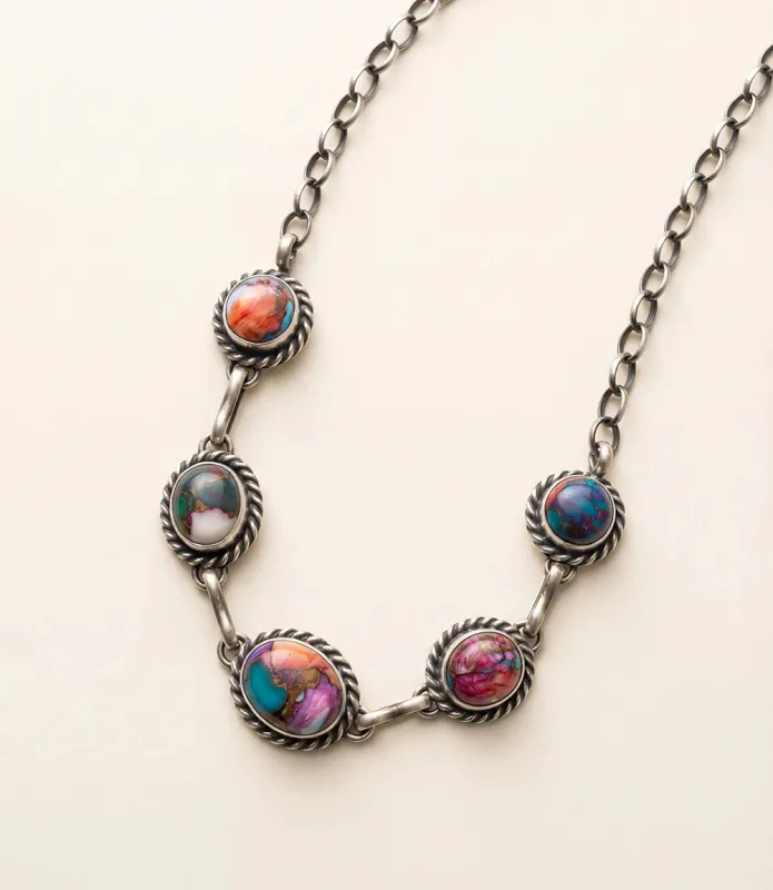Pink Dahlia Turquoise Short Necklace made by Karen Kane