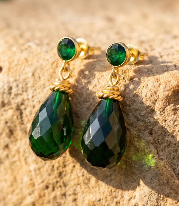 Emerald Teardrop Earrings made by Karen Kane