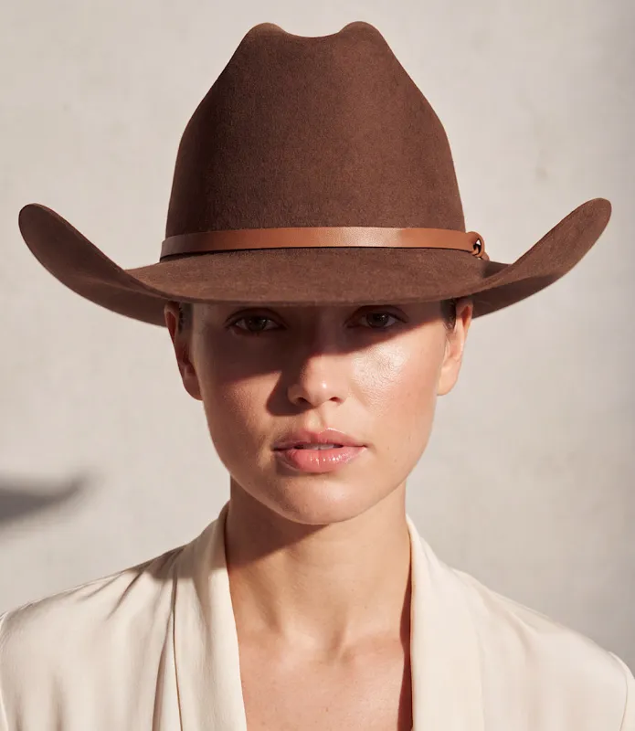 Wool Rancher Hat With Leather Belt made by Karen Kane