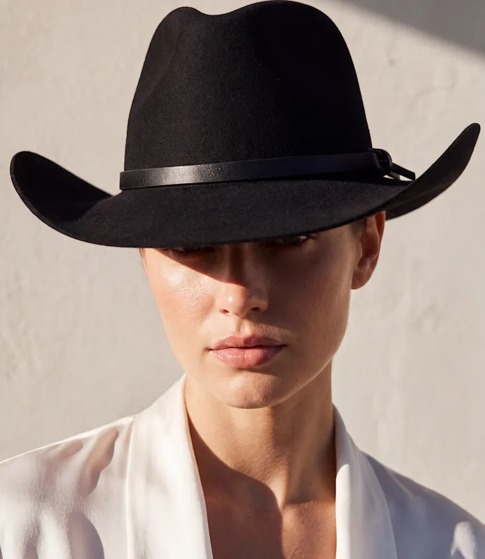 Wool Rancher Hat With Leather Belt made by Karen Kane
