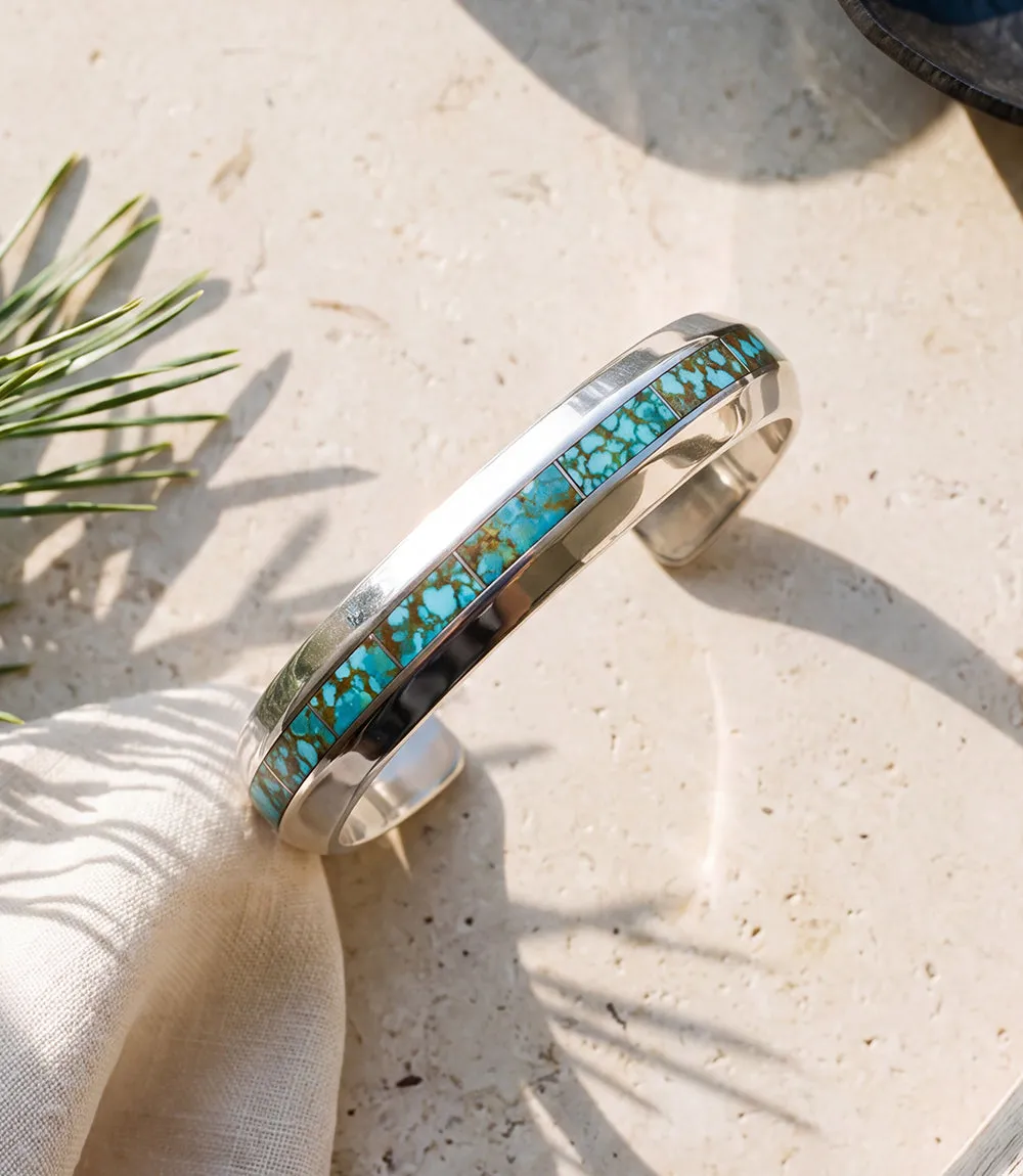Zuni Inlay Kingman Turquoise Cuff Bracelet sold by Karen Kane