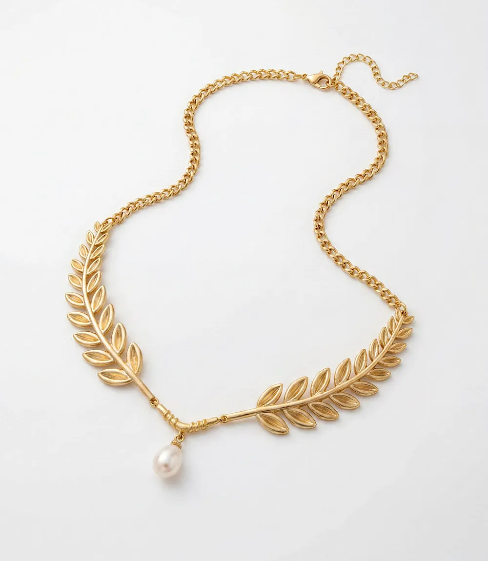 Laurel Leaf Pearl Necklace sold by Karen Kane product image thumbnail 2