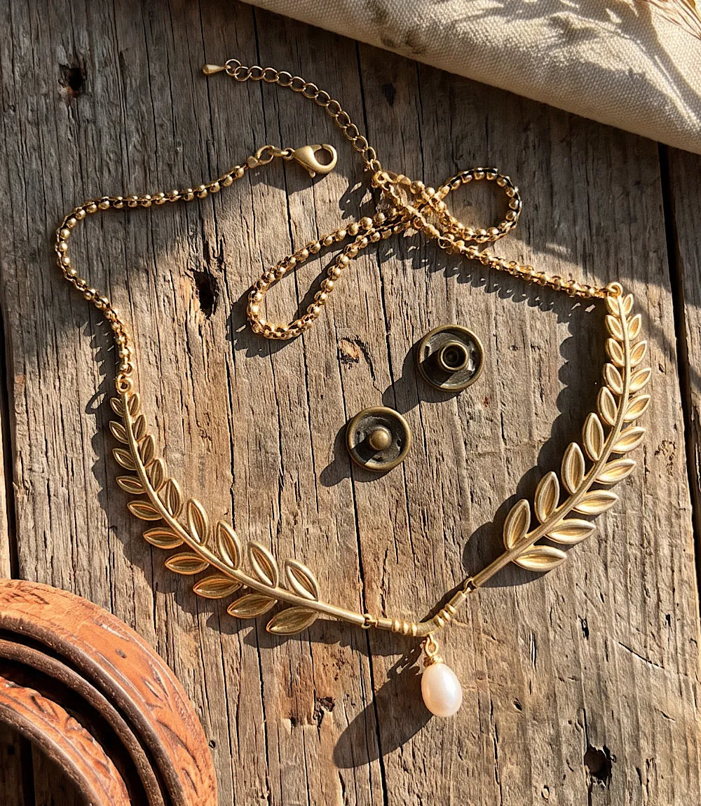 Laurel Leaf Pearl Necklace sold by Karen Kane