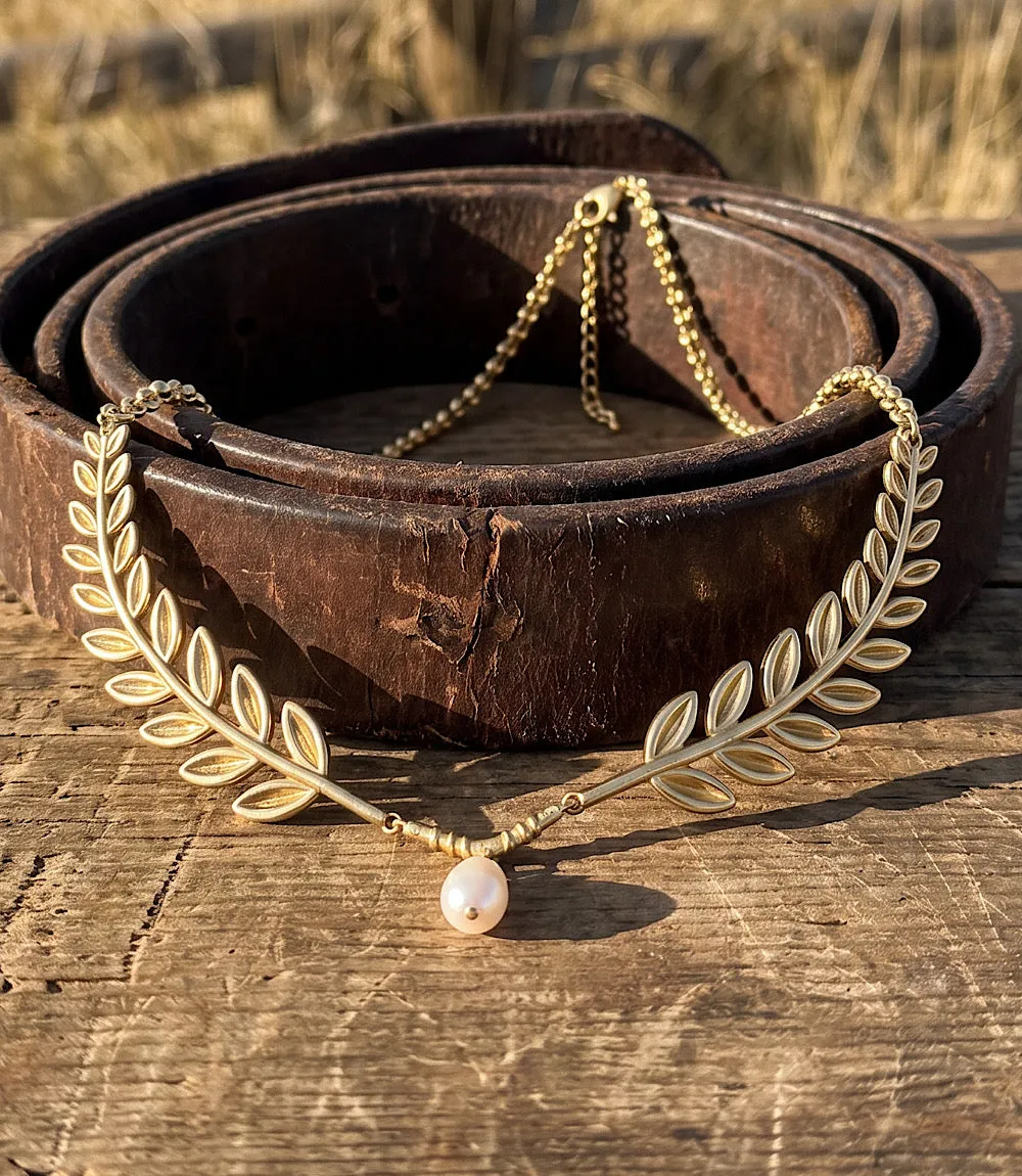 Laurel Leaf Pearl Necklace sold by Karen Kane product image thumbnail 4