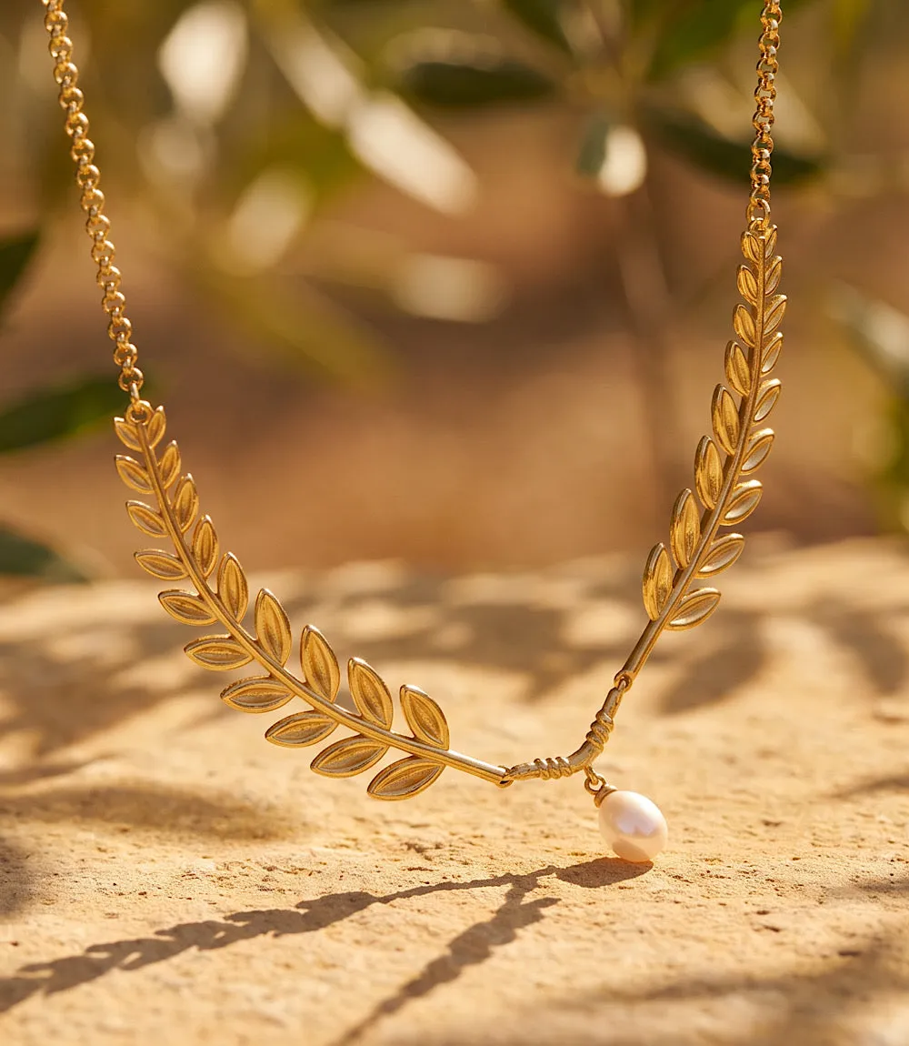 Laurel Leaf Pearl Necklace sold by Karen Kane product image thumbnail 3