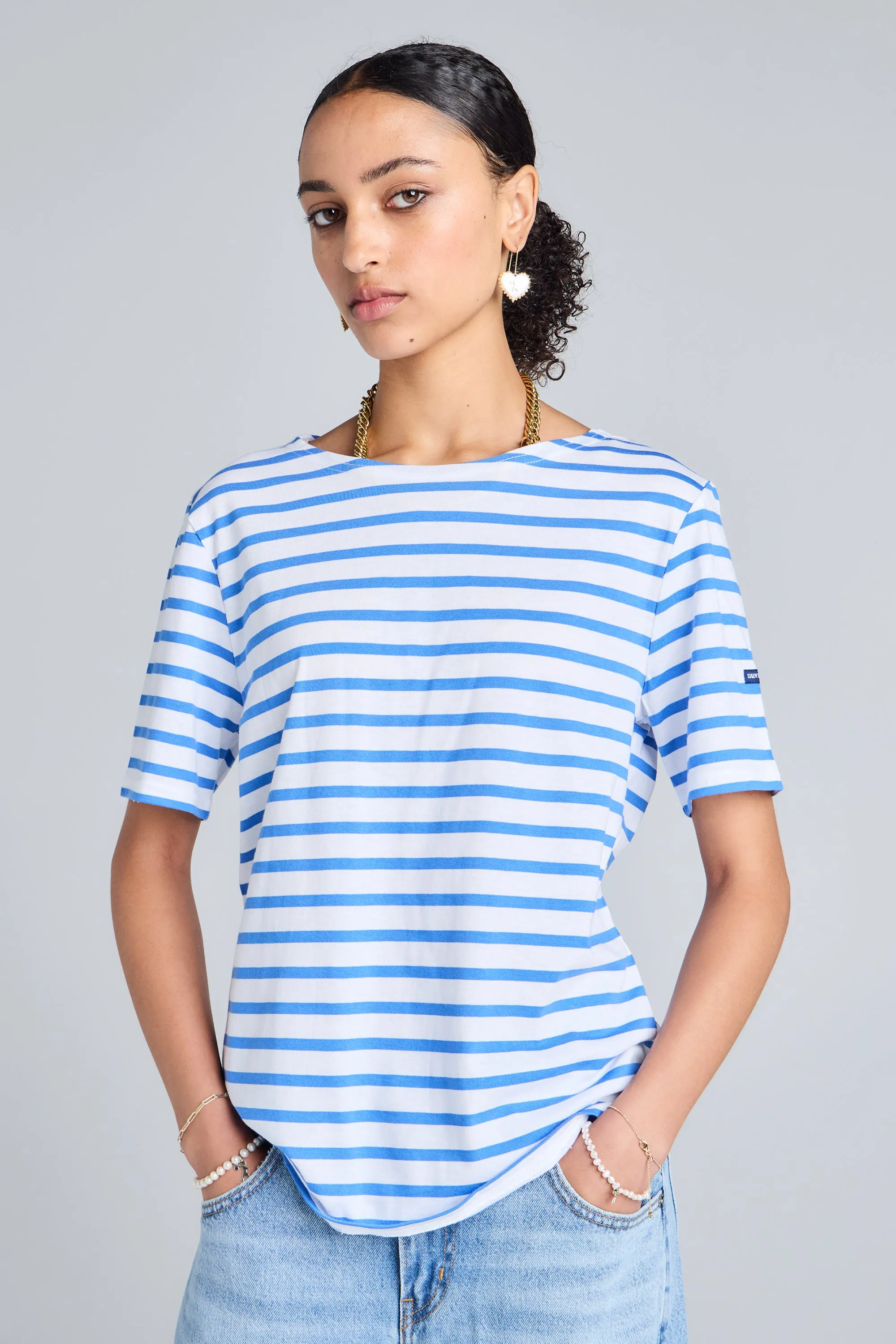Levant Moderne Short Sleeve Striped Sailor Shirt Neige/Mer sold by Karen Walker
