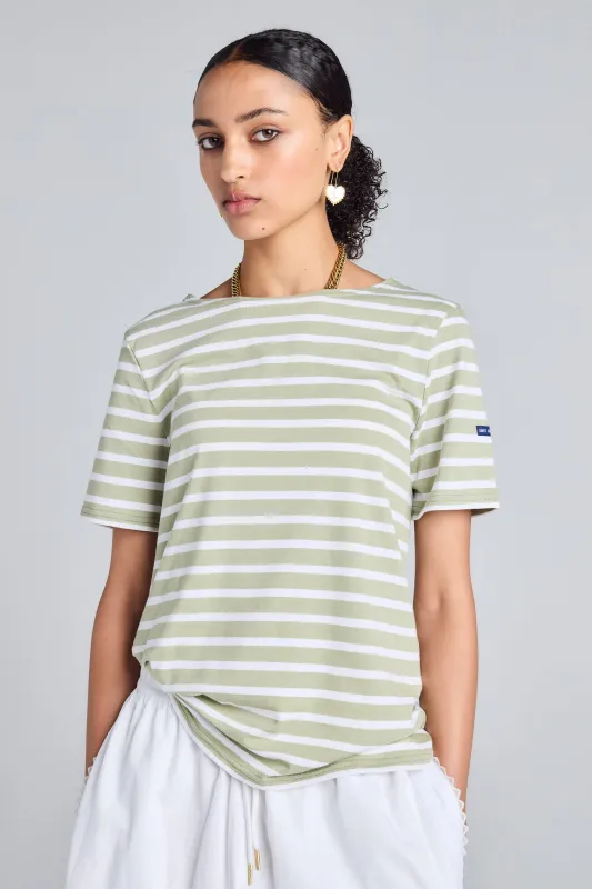 Levant Moderne Short Sleeve Striped Sailor Shirt Amandier/Neige sold by Karen Walker