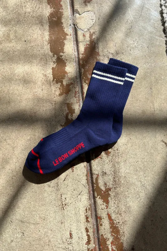 Boyfriend Socks Navy sold by Karen Walker
