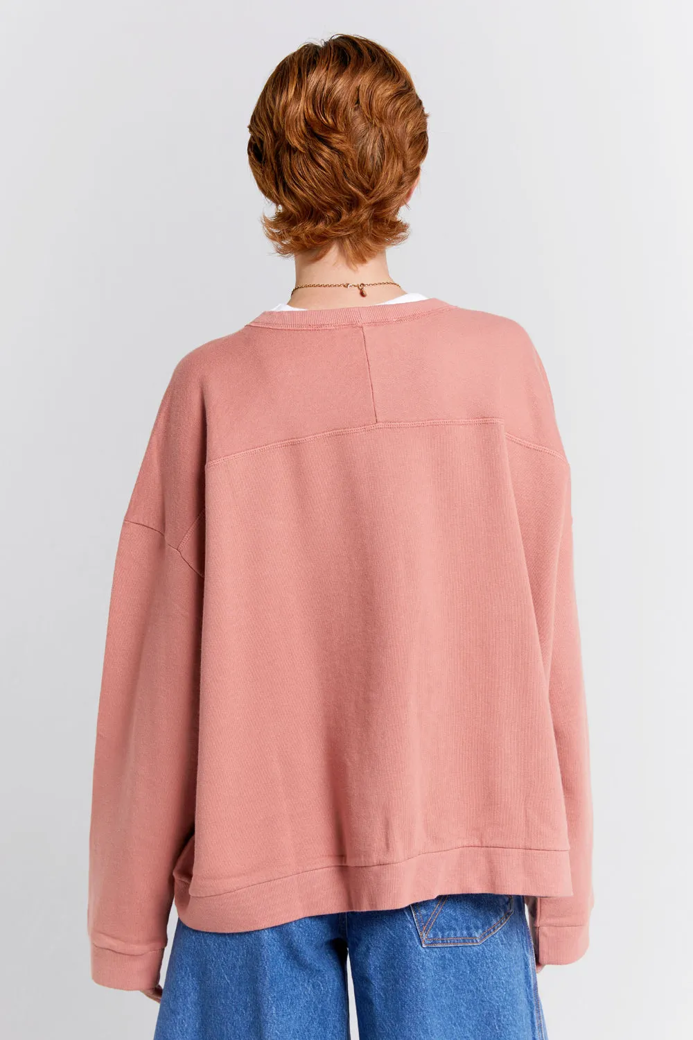Embroidered Runaway Girl Organic Cotton Crewneck Sweatshirt Rose sold by Karen Walker product image thumbnail 3