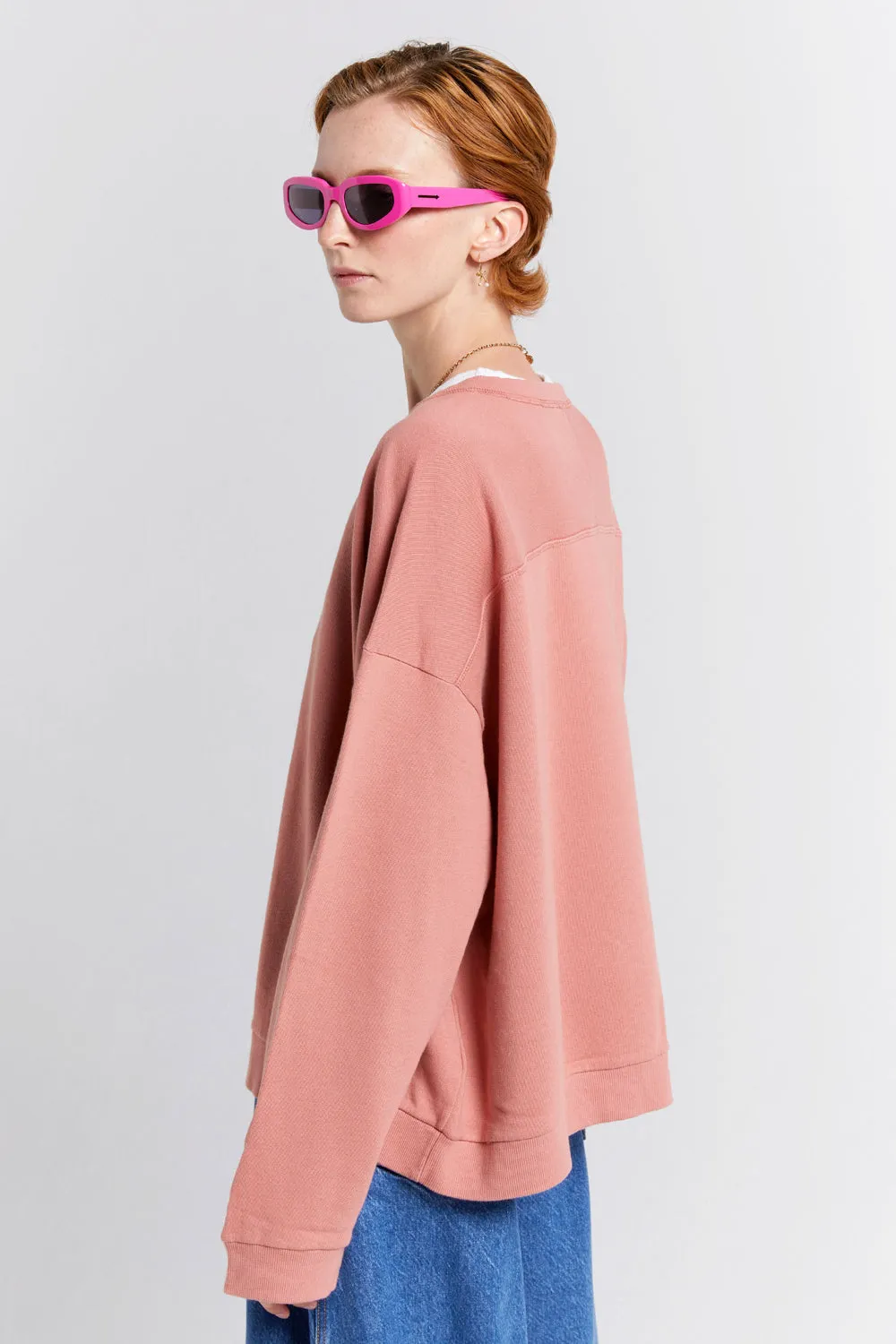 Embroidered Runaway Girl Organic Cotton Crewneck Sweatshirt Rose sold by Karen Walker product image thumbnail 2