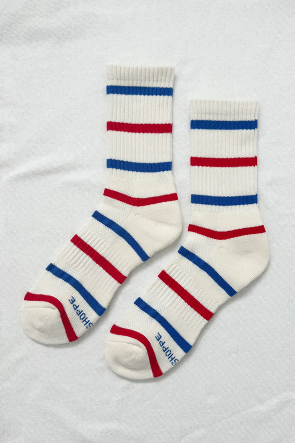Striped Boyfriend Socks Red/Blue Stripe sold by Karen Walker
