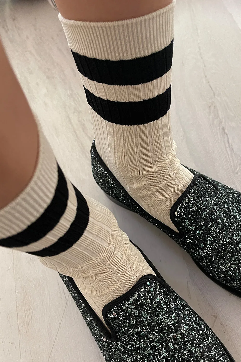 Her Varsity Socks Cream Black sold by Karen Walker product image thumbnail 2