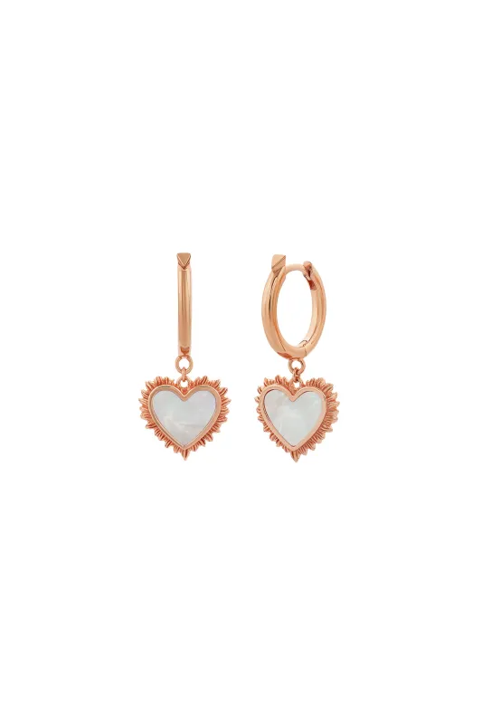 Flaming Mother-of-Pearl Hoops Rose Gold sold by Karen Walker