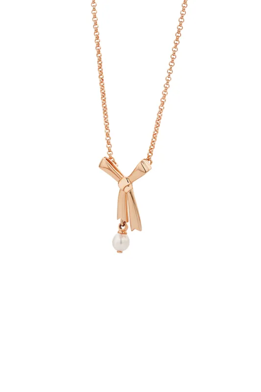 Pearl Bow Necklace Rose Gold sold by Karen Walker