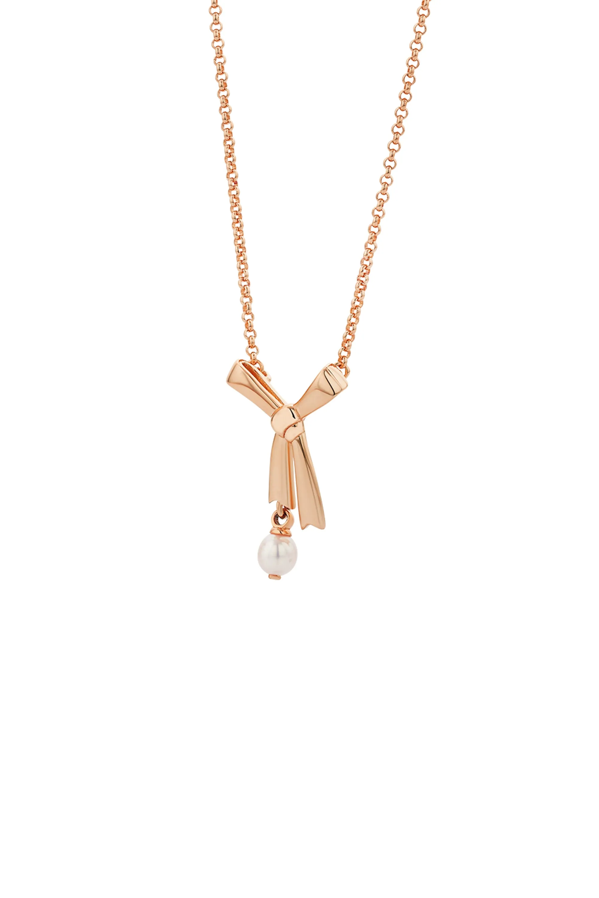 Pearl Bow Necklace Rose Gold sold by Karen Walker