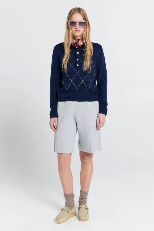 Pin Tuck Track Shorts Grey Marle sold by Karen Walker