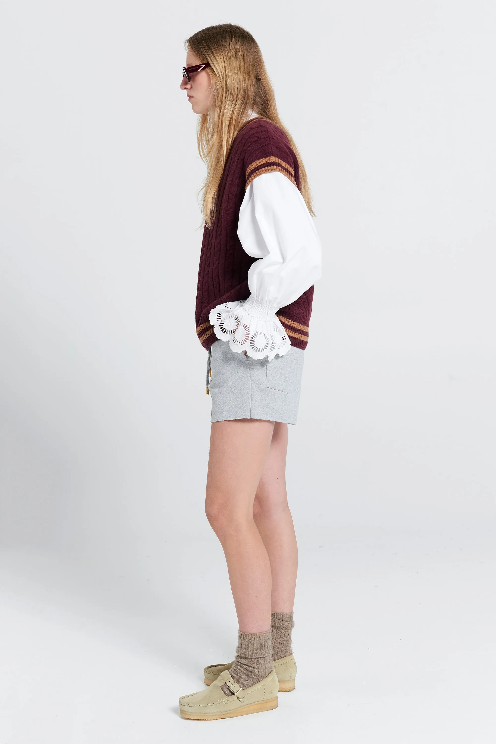 Pin Tuck Mini Track Shorts Grey Marle sold by Karen Walker product image thumbnail 2