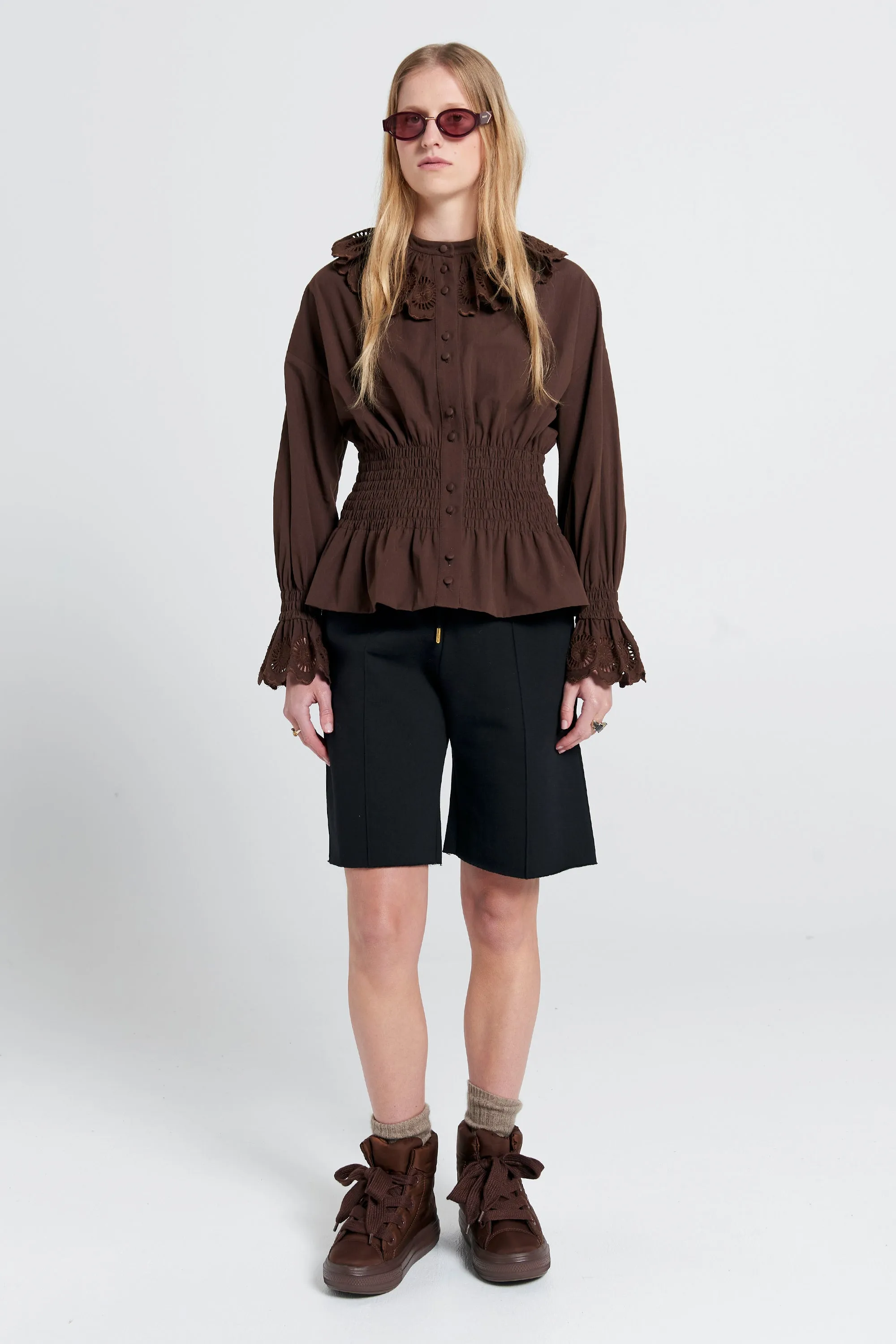 Pin Tuck Track Shorts Black sold by Karen Walker