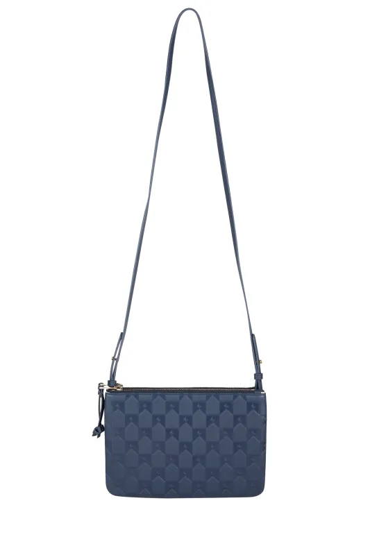 Monogram Double Zip Pouch Nappa Leather Navy sold by Karen Walker