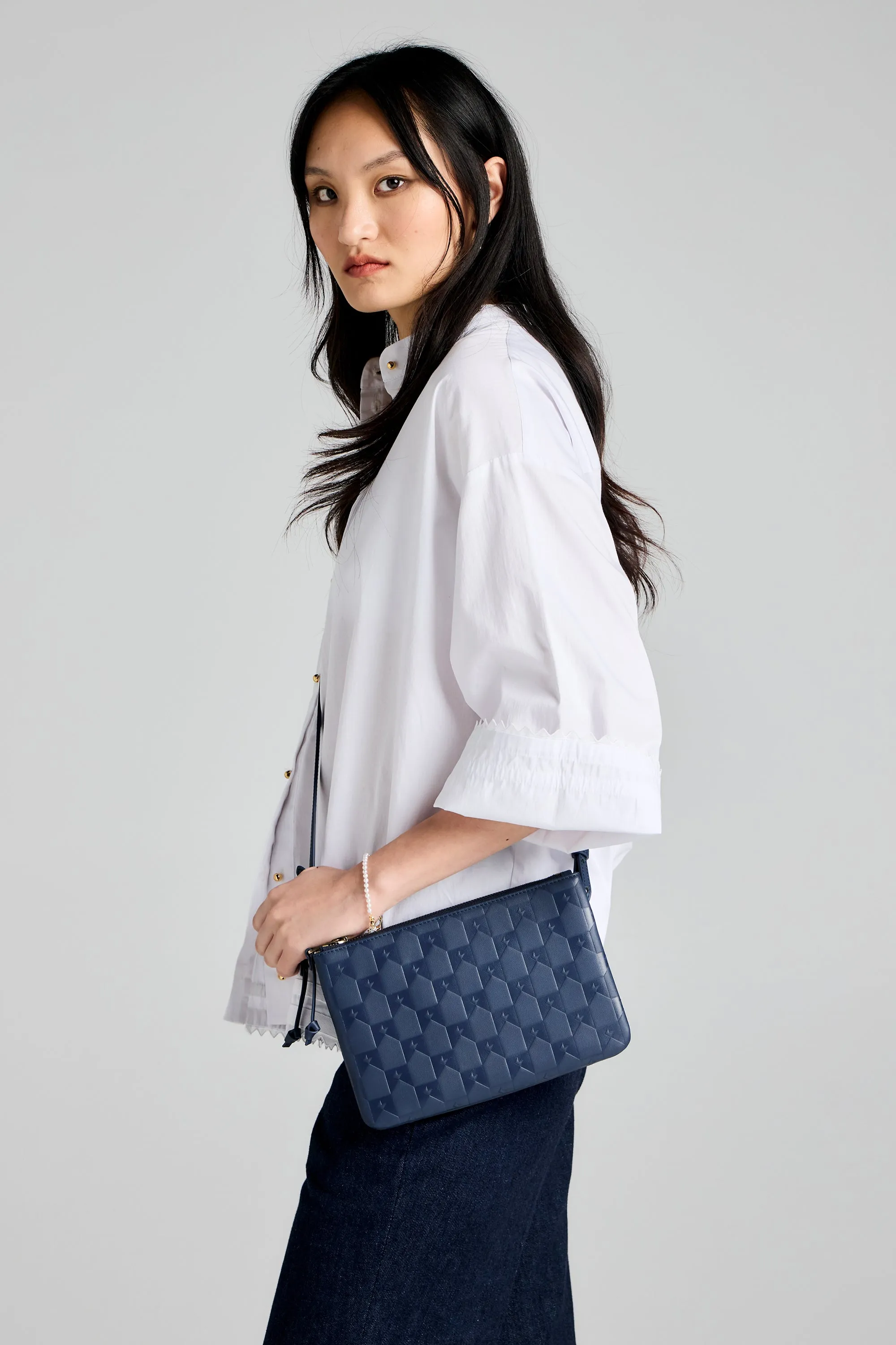 Monogram Double Zip Pouch Nappa Leather Navy sold by Karen Walker product image thumbnail 2