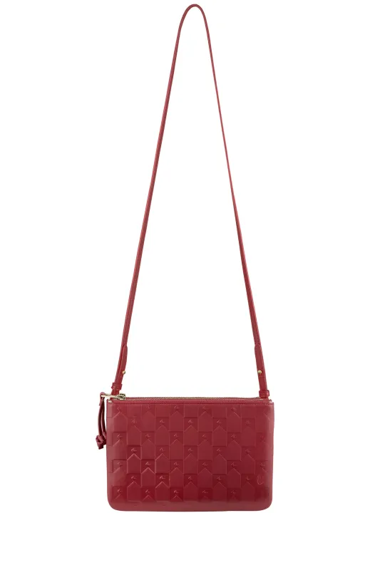 Monogram Double Zip Pouch Nappa Leather Merlot sold by Karen Walker