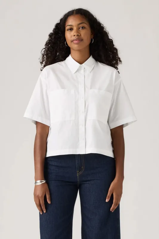 Harlie Shart-Sleeve Cropped Shirt Bright White sold by Karen Walker