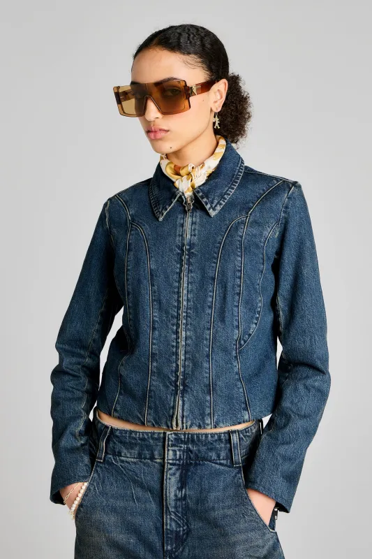 Blue Tab Moto Jacket Black Pearl sold by Karen Walker