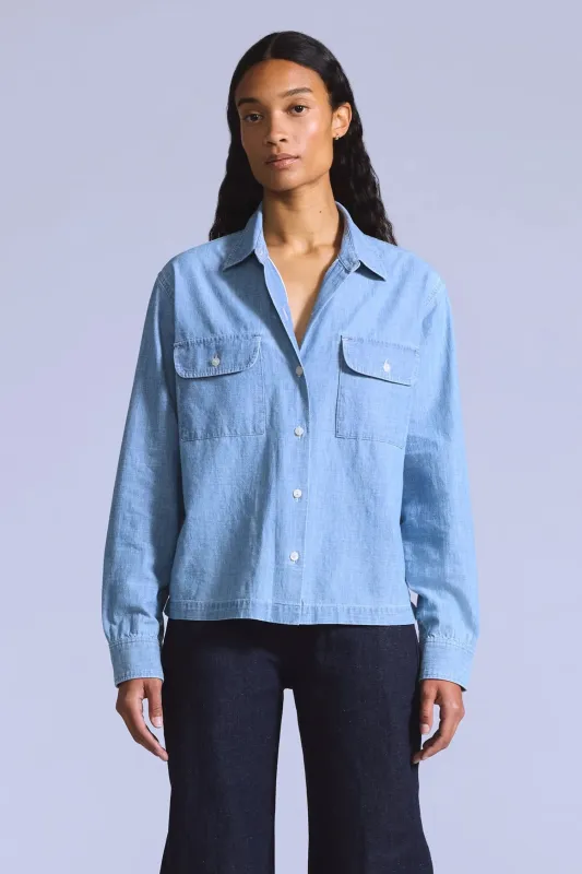 Blue Tab Coral Shirt Chambray Coral Club sold by Karen Walker