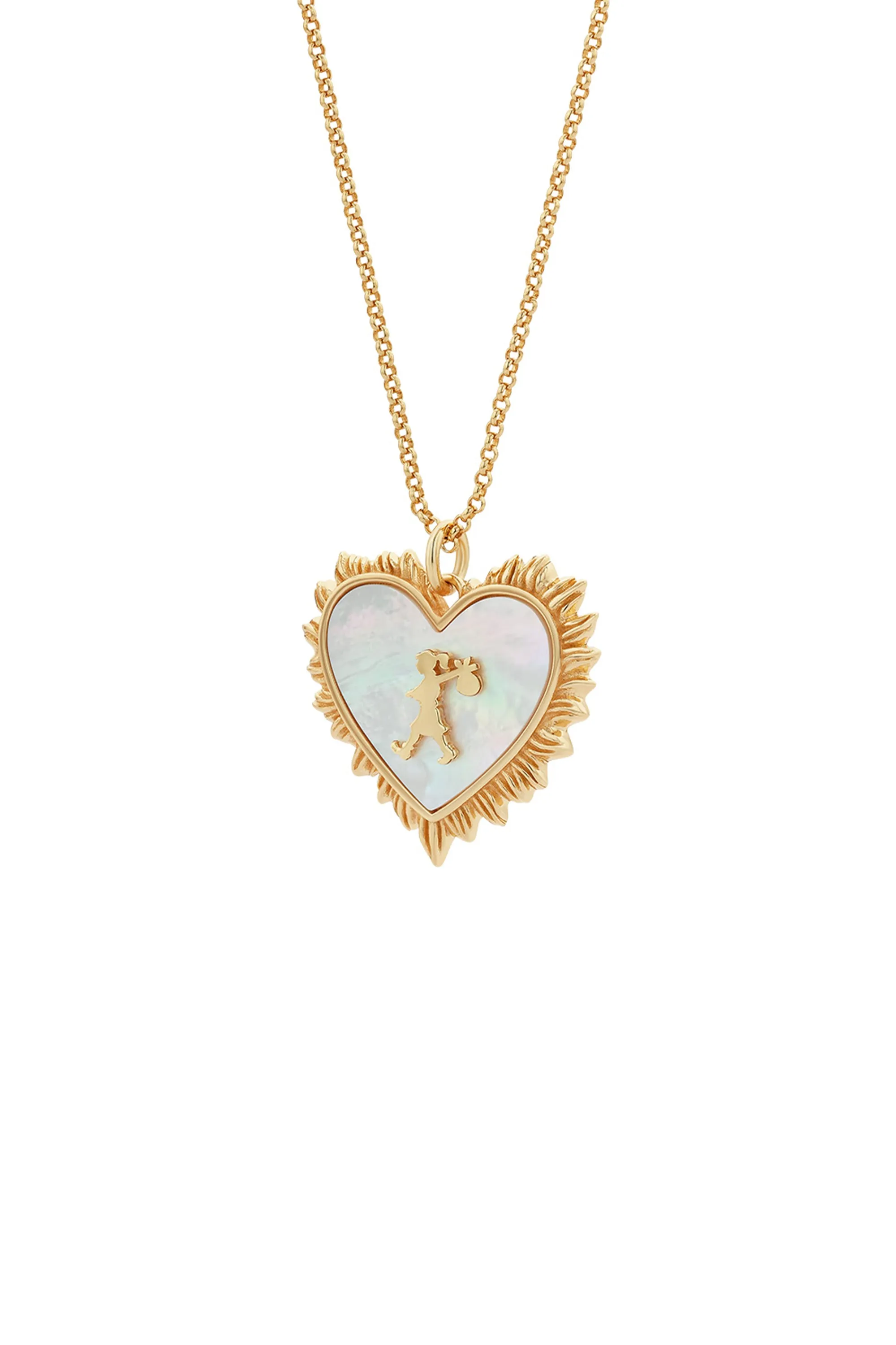 Runaway Flaming Mother-of-Pearl Heart Necklace Gold-Plated sold by Karen Walker