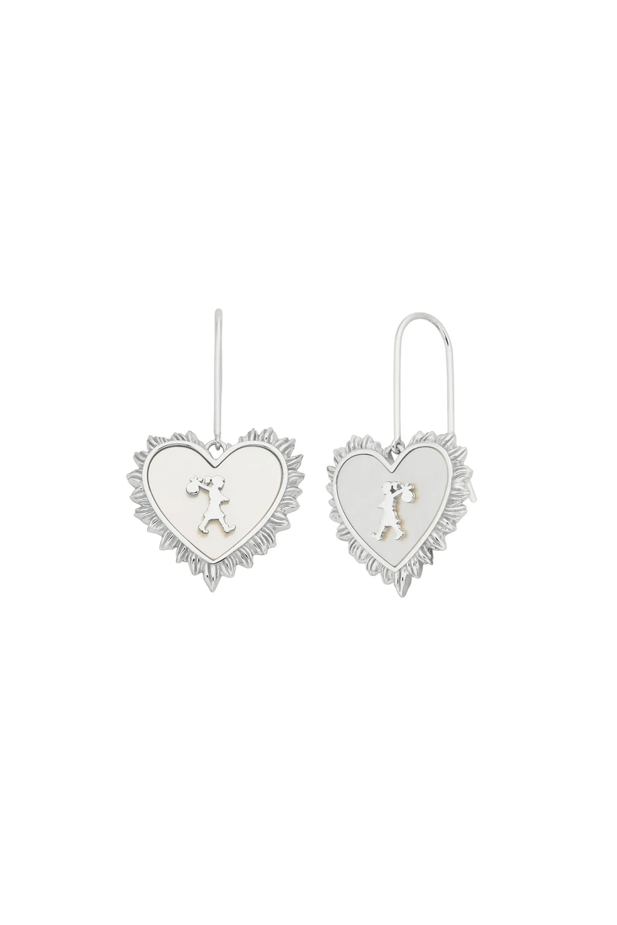 Runaway Flaming Mother-of-Pearl Earrings Silver sold by Karen Walker
