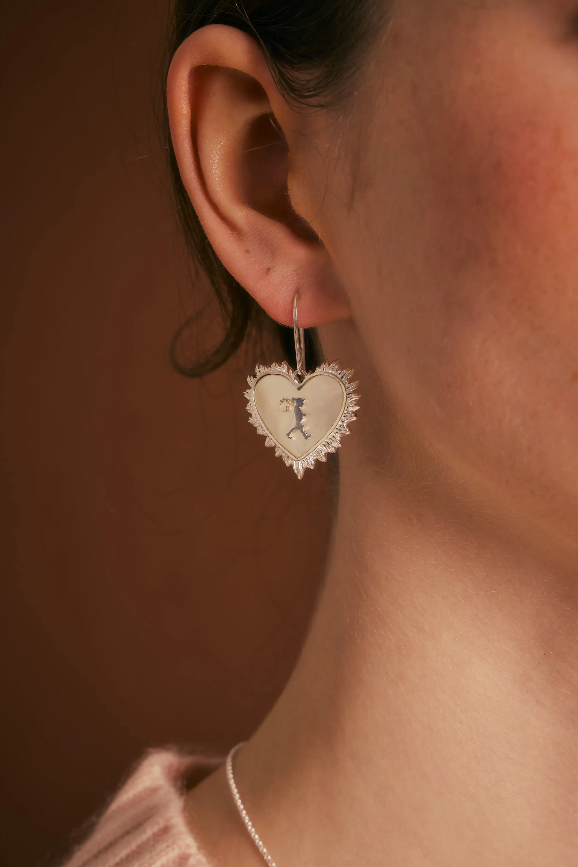Runaway Flaming Mother-of-Pearl Earrings Silver sold by Karen Walker product image thumbnail 2