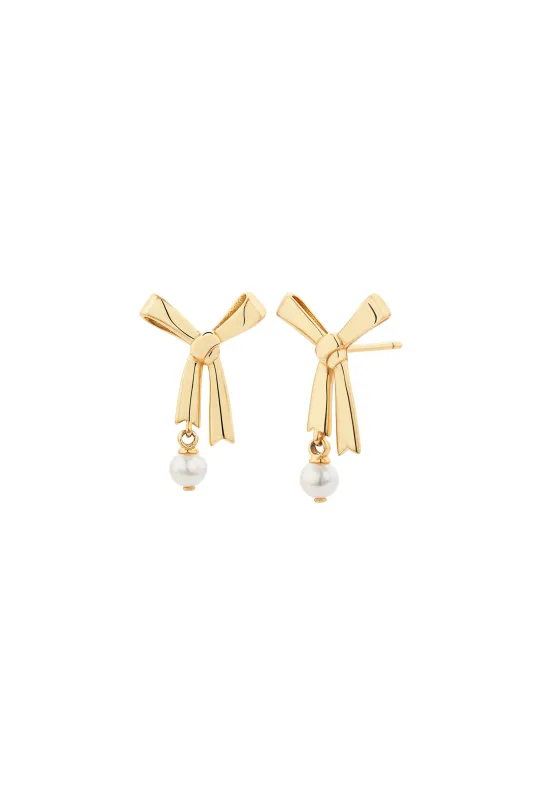 Pearl Bow Studs Gold-Plated sold by Karen Walker