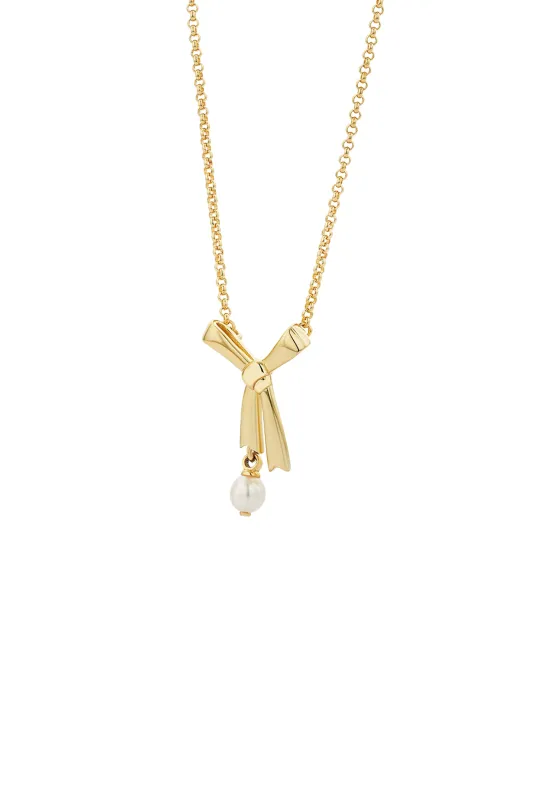 Pearl Bow Necklace Gold sold by Karen Walker