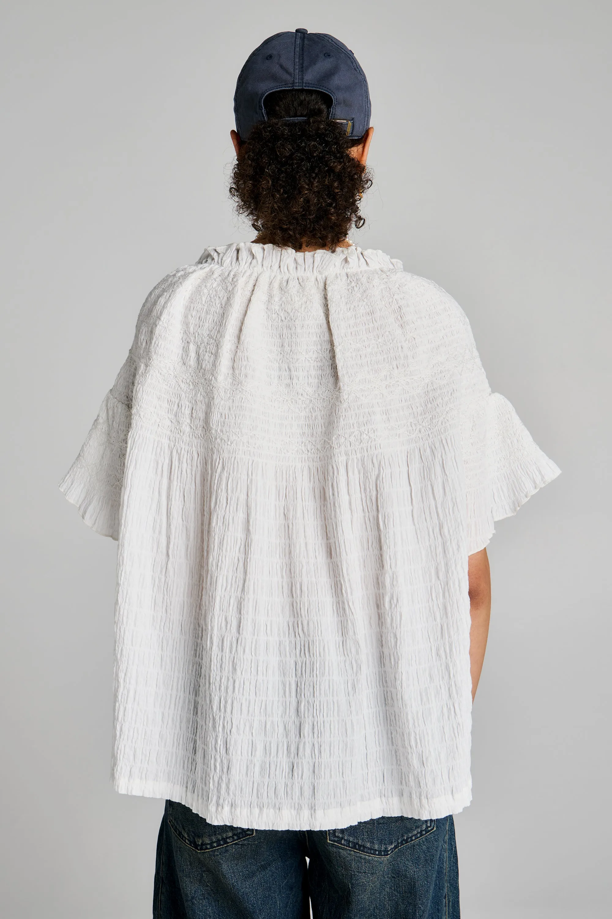 Theia Smocked Blouse Off-White/White Smocking sold by Karen Walker product image thumbnail 3