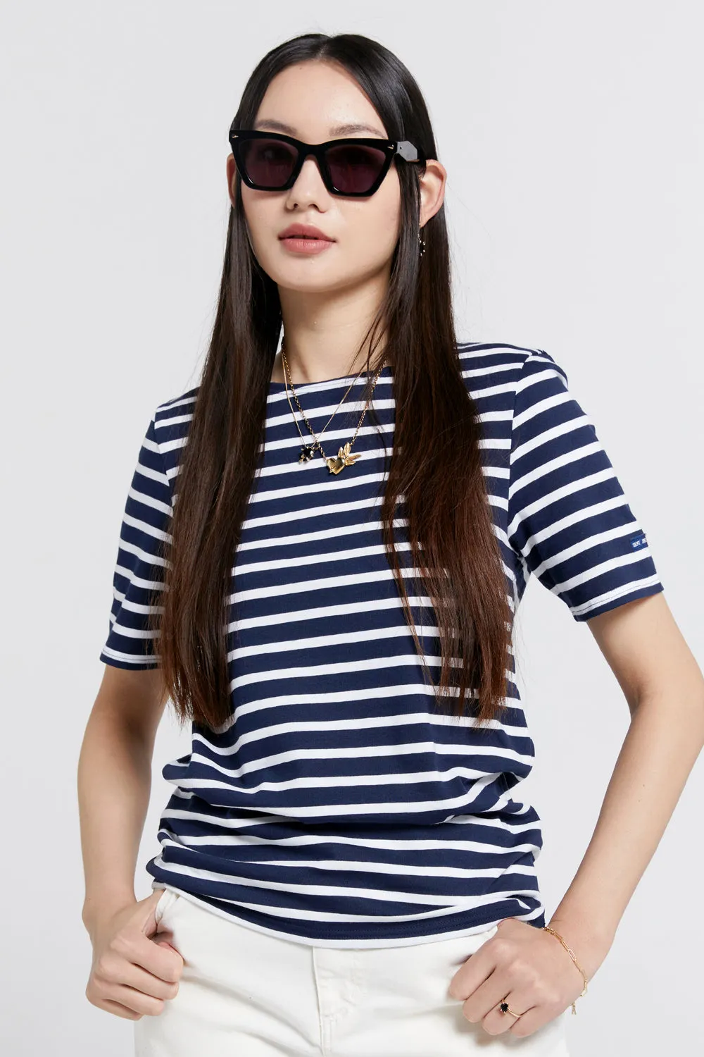Levant Moderne Short Sleeve Striped Sailor Shirt Marine/Neige sold by Karen Walker