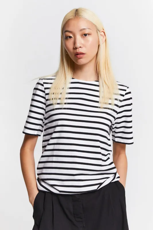 Levant Moderne Short Sleeve Striped Sailor Shirt Neige/Noir sold by Karen Walker