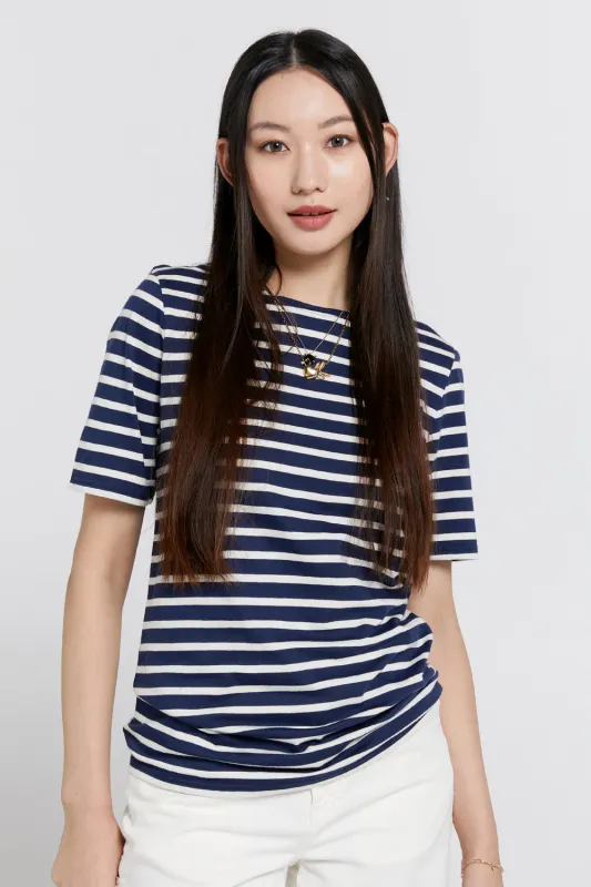 Levant Moderne Short Sleeve Striped Sailor Shirt Marine/Ecru sold by Karen Walker