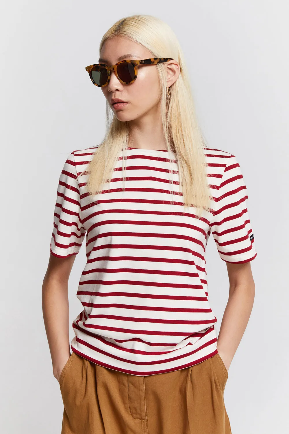 Levant Moderne Short Sleeve Striped Sailor Shirt Ecru/Persan sold by Karen Walker