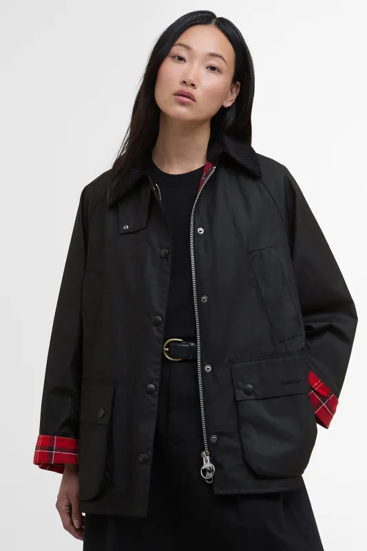 Bedale Wax Jacket Black/Cardinal sold by Karen Walker