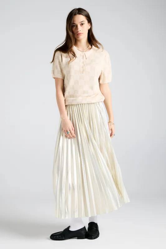 Metallic Sunray Pleated Skirt Cream sold by Karen Walker