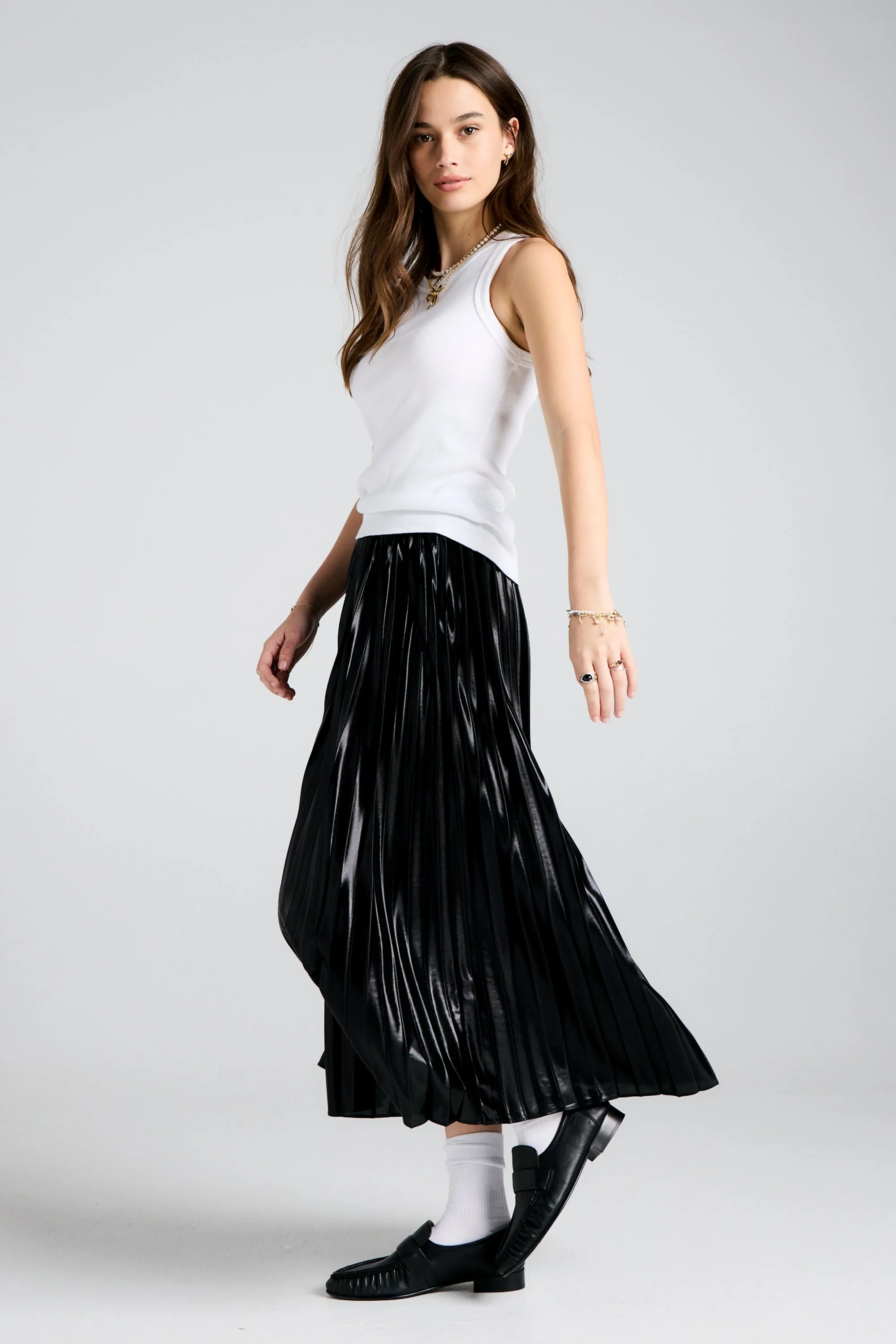 Metallic Sunray Pleated Skirt Black sold by Karen Walker product image thumbnail 2