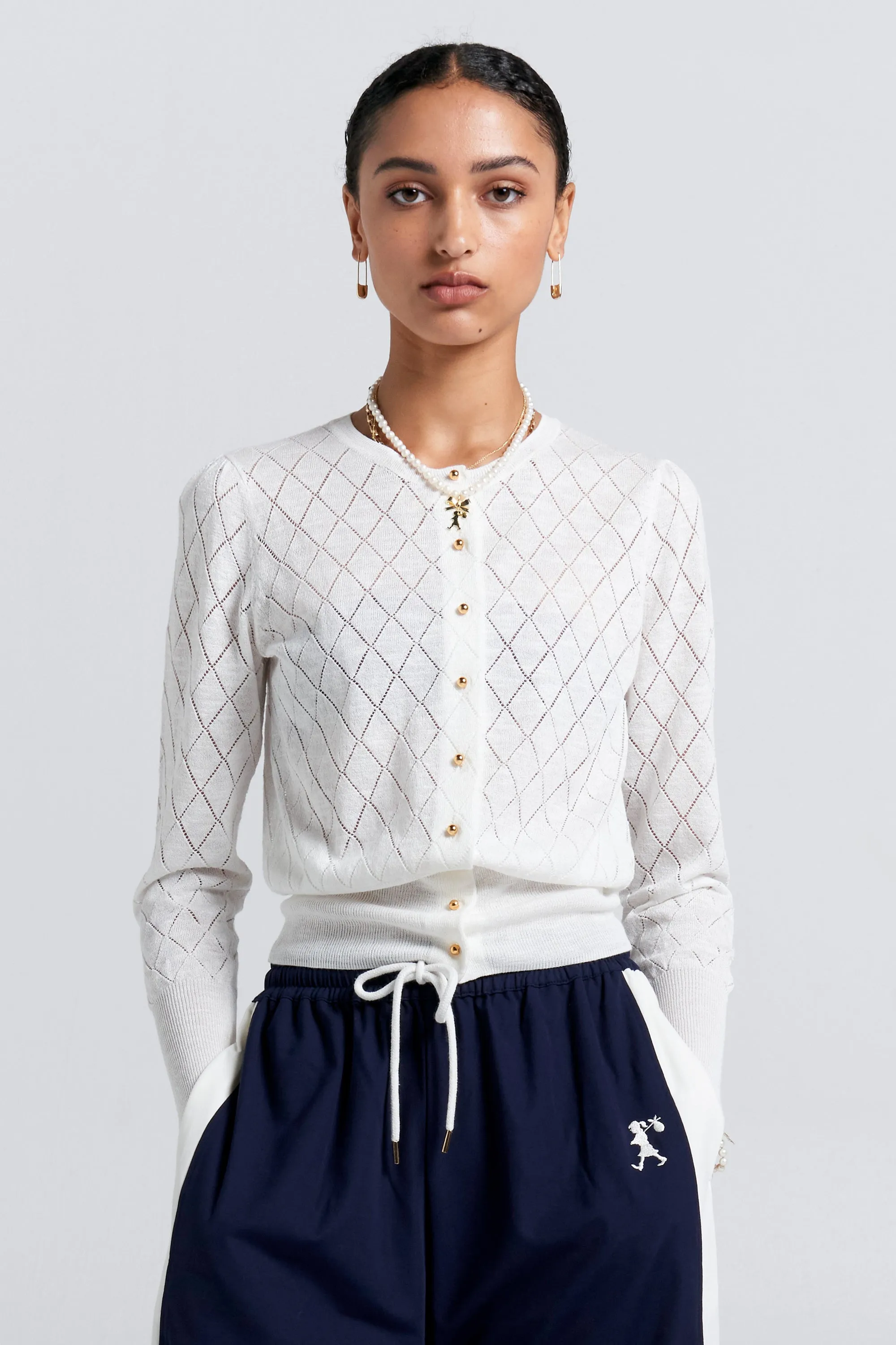 Pearl Lace Cardigan Off-White sold by Karen Walker
