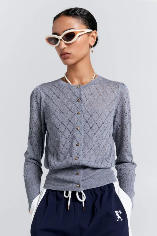 Pearl Lace Cardigan Grey Marle sold by Karen Walker